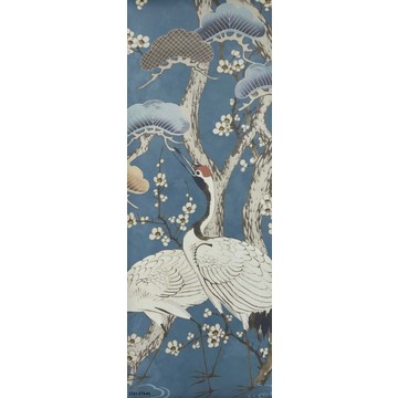 2311-174-01 Kyoto Blossom Mural Prussian Blue Swatch Portrait