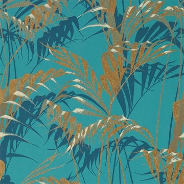 Palm House Teal/Gold 216640